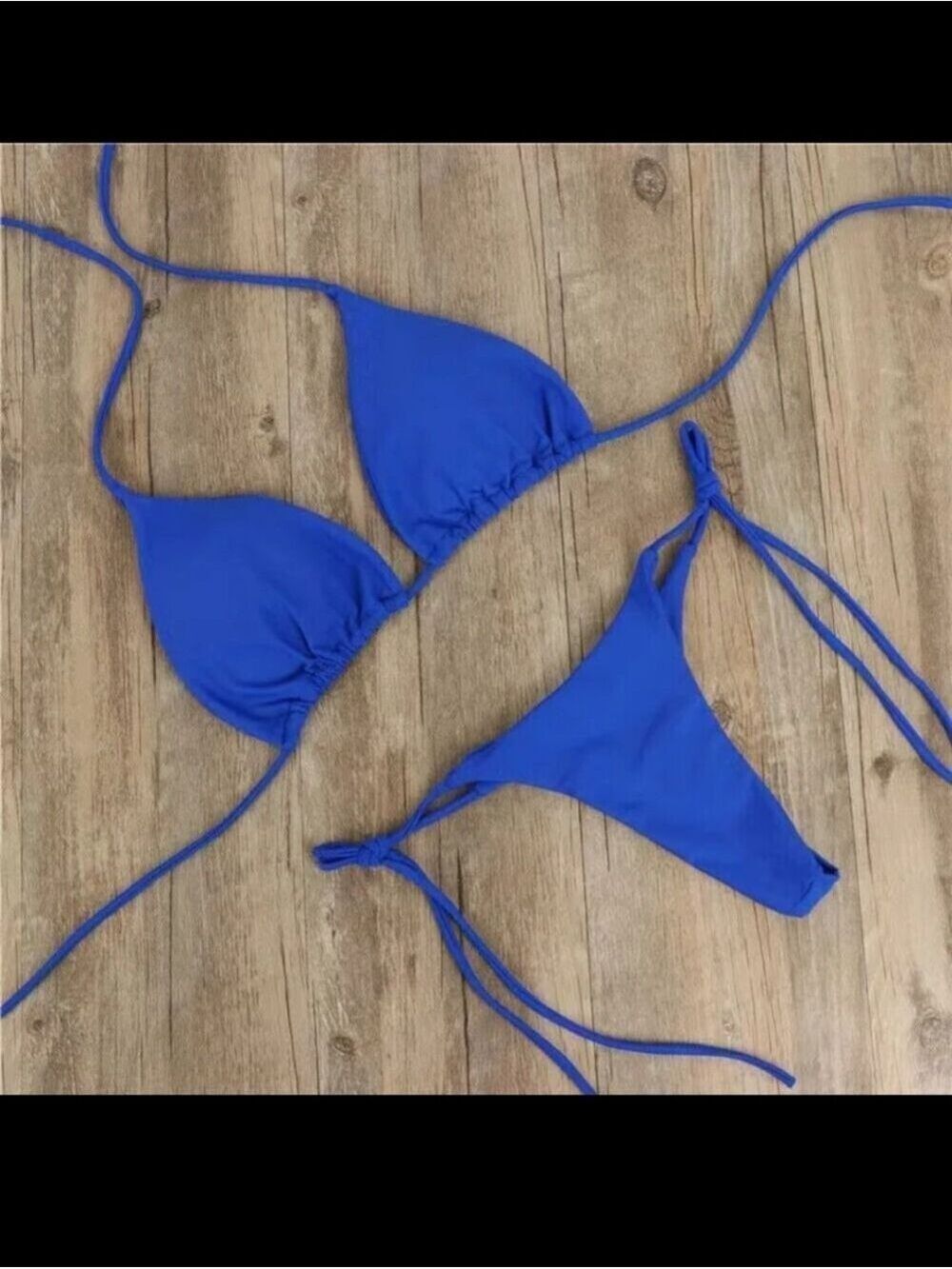 Womens Blue Triangle Bikini Swimsuit